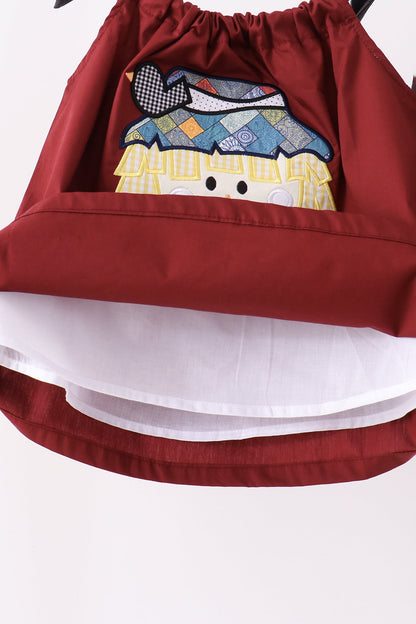 Maroon Scarecrow Embroidery Bloomer Set