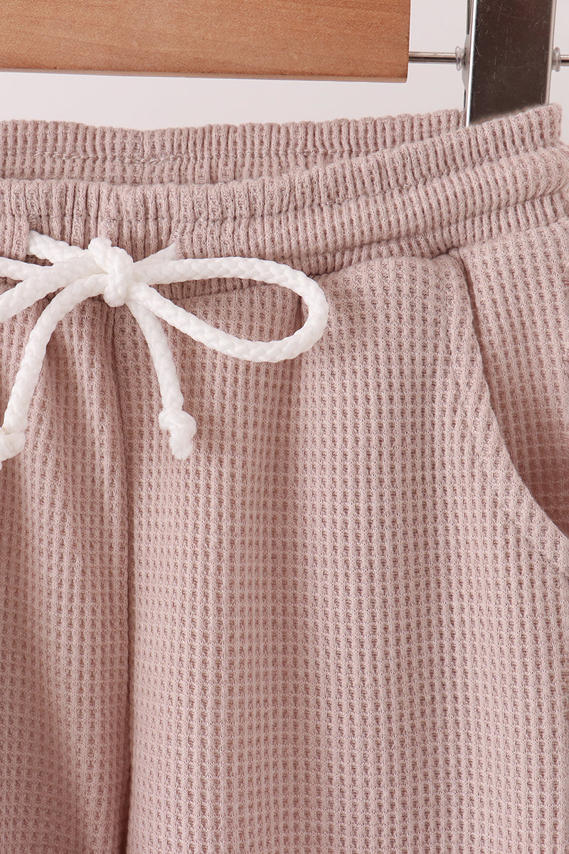 Beige scalloped pants set