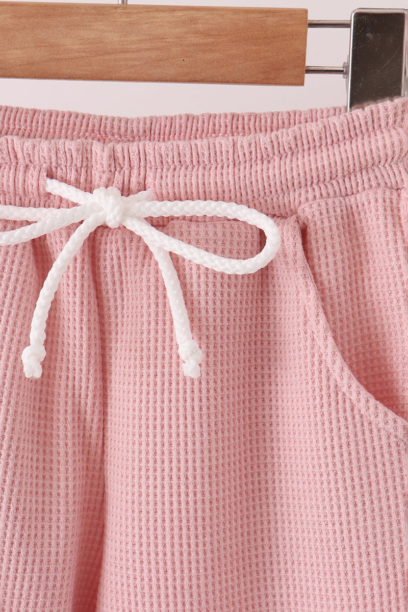 Pink scalloped pants set
