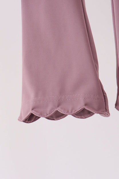 Dusty plum scallped zipper active set