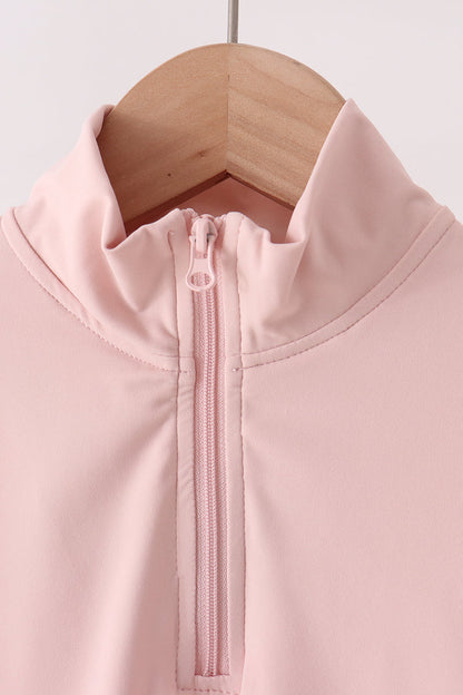 Pink scallped zipper active set
