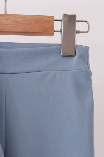 Dusty slate blue scallped zipper active set