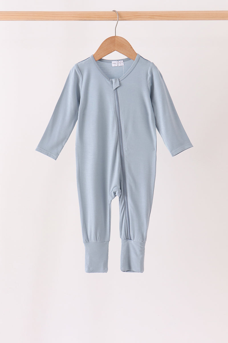 Blue zipper bamboo anti-slip romper
