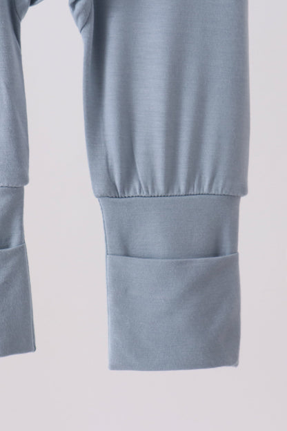 Blue zipper bamboo romper