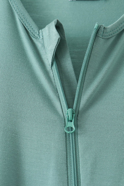 Sage zipper bamboo anti-slip romper