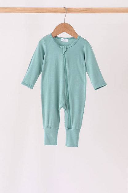 Sage zipper bamboo romper