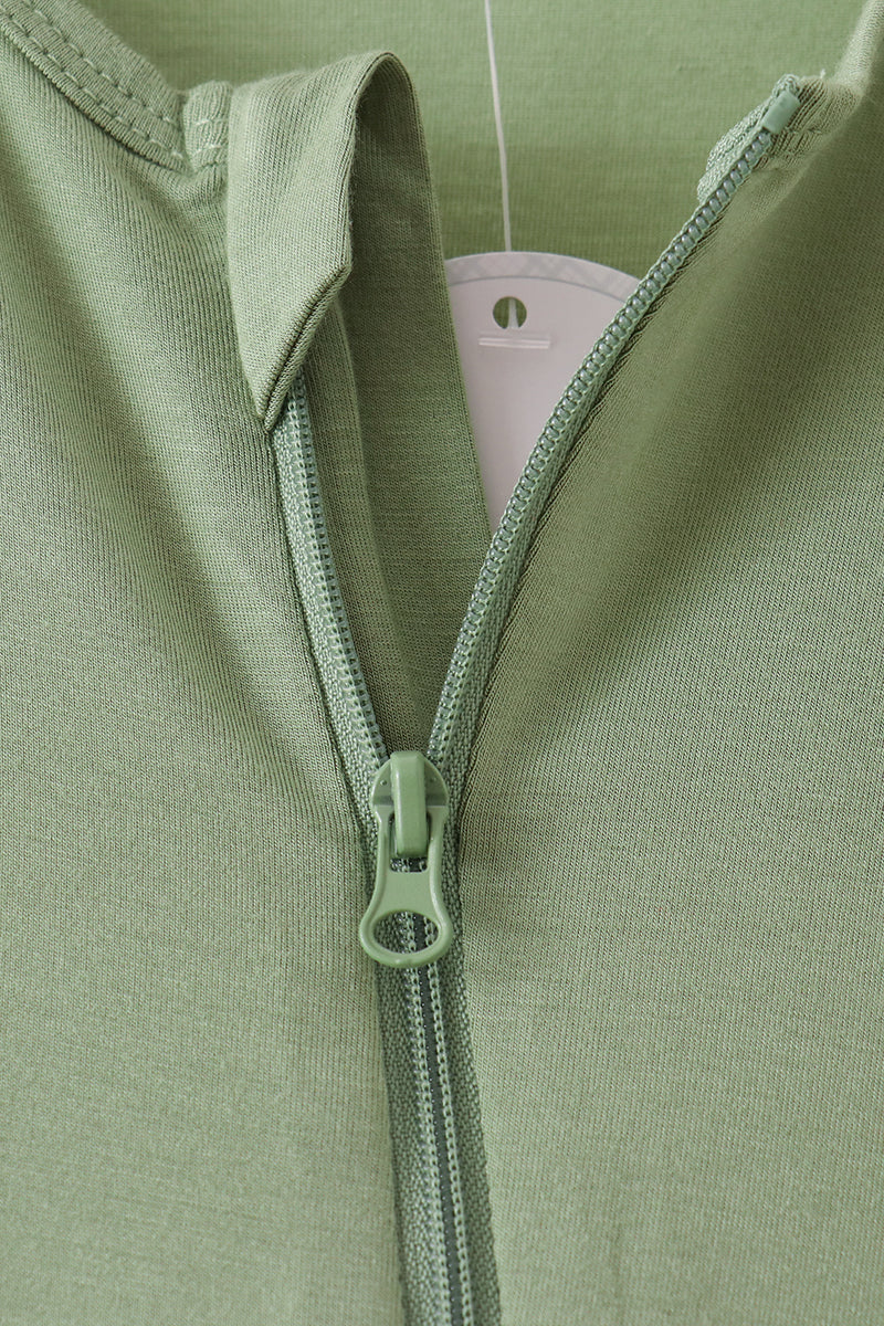 Green zipper bamboo romper