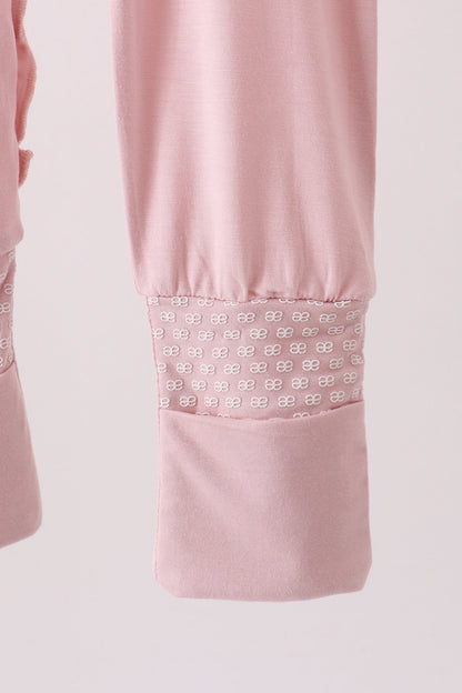 Pink ruffle zipper bamboo anti-slip romper