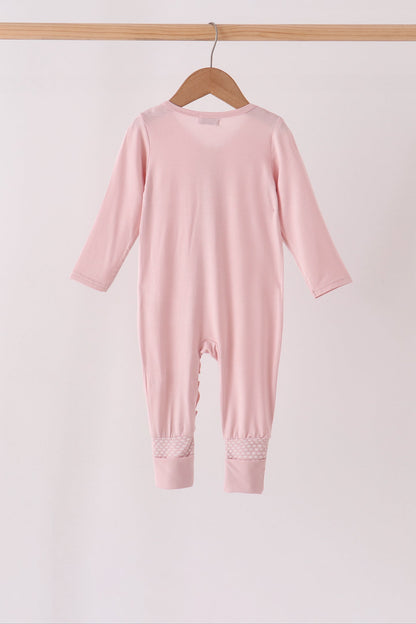 Pink ruffle zipper bamboo anti-slip romper