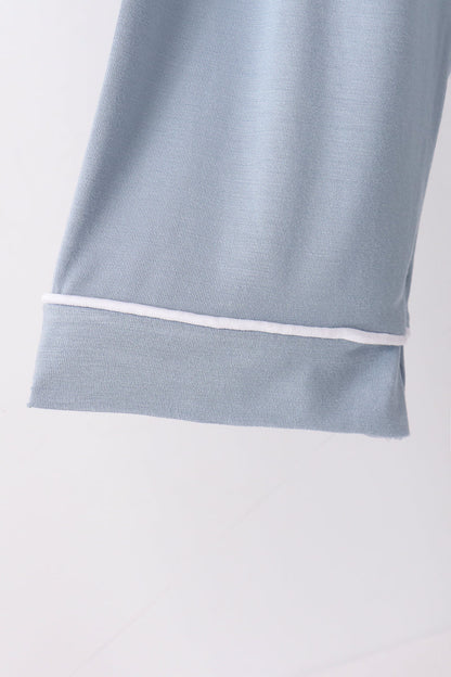 Blue bamboo mom pajama set