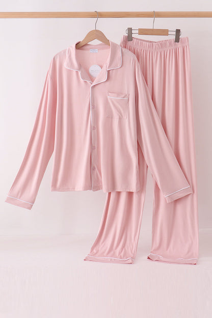 Pink bamboo mom pajama set