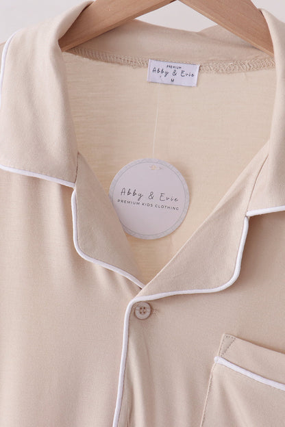 Beige bamboo mom pajama set