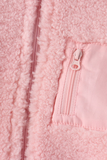 Pink fleece zipper jacket