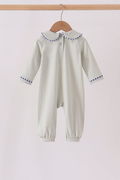 Sage turkey embroidery romper