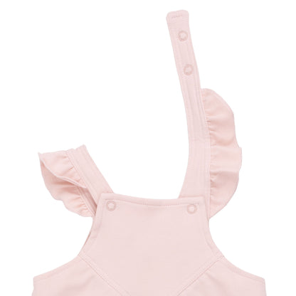 Solid Veiled Pink - Ruffle V-Overalls