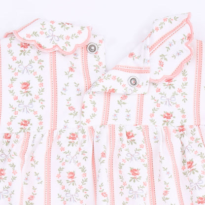 Marnie Rosebud Stripe - Long Sleeve Petal Collar Dress and Bloomer