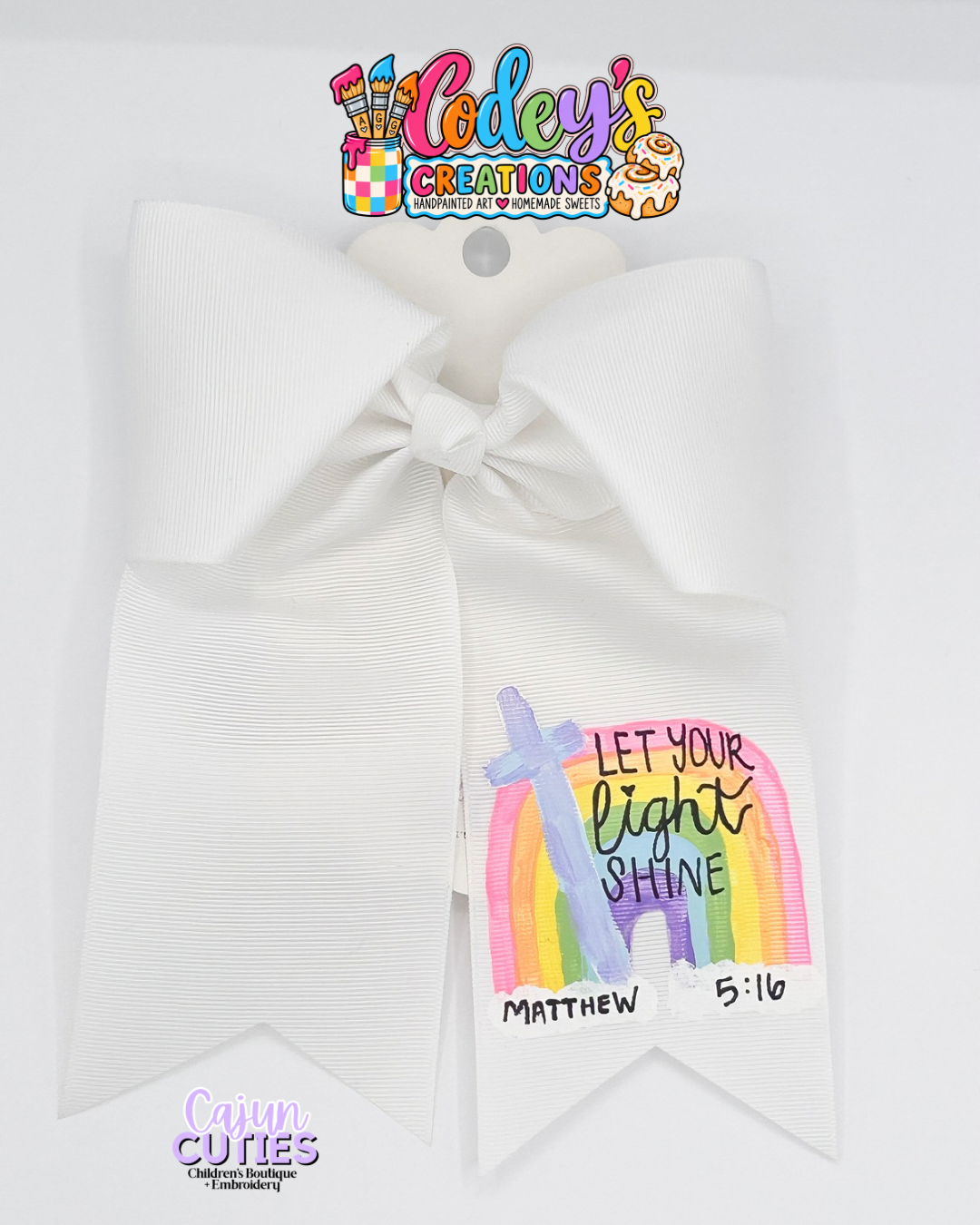 Let Your Light Shine Hand Painted Bow