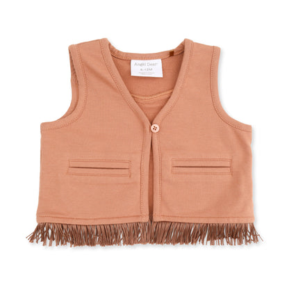 Solid Mocha Mousse - Western Fringe Vest