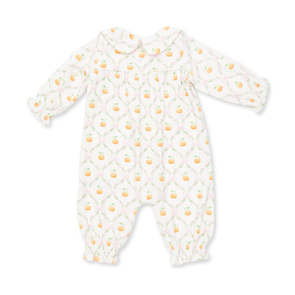 Pretty Pumpkin Trellis - Smocked Long Sleeve Romper