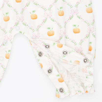 Pretty Pumpkin Trellis - Smocked Long Sleeve Romper