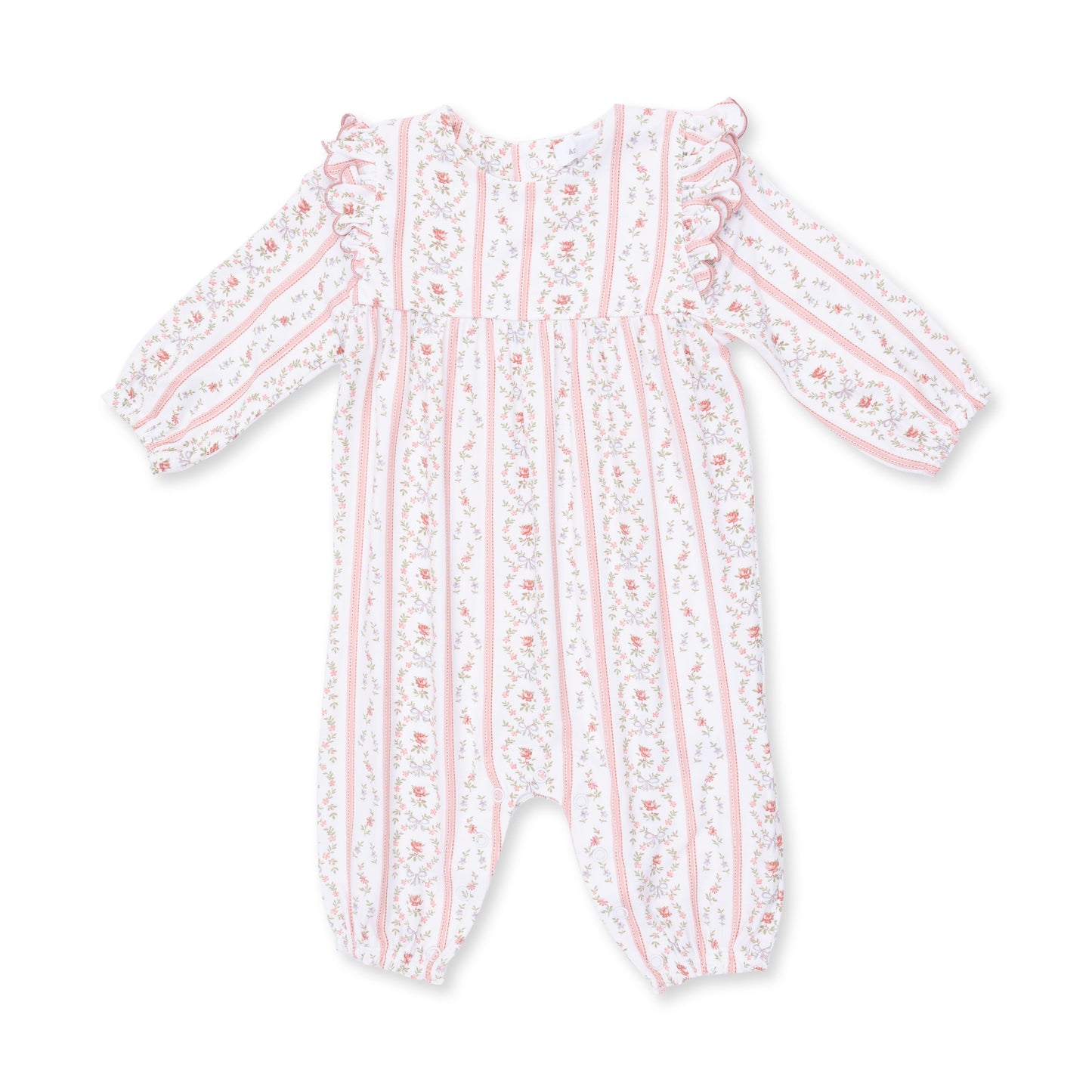 Marnie Rosebud Stripe - Long Sleeve Petal Ruffle Romper