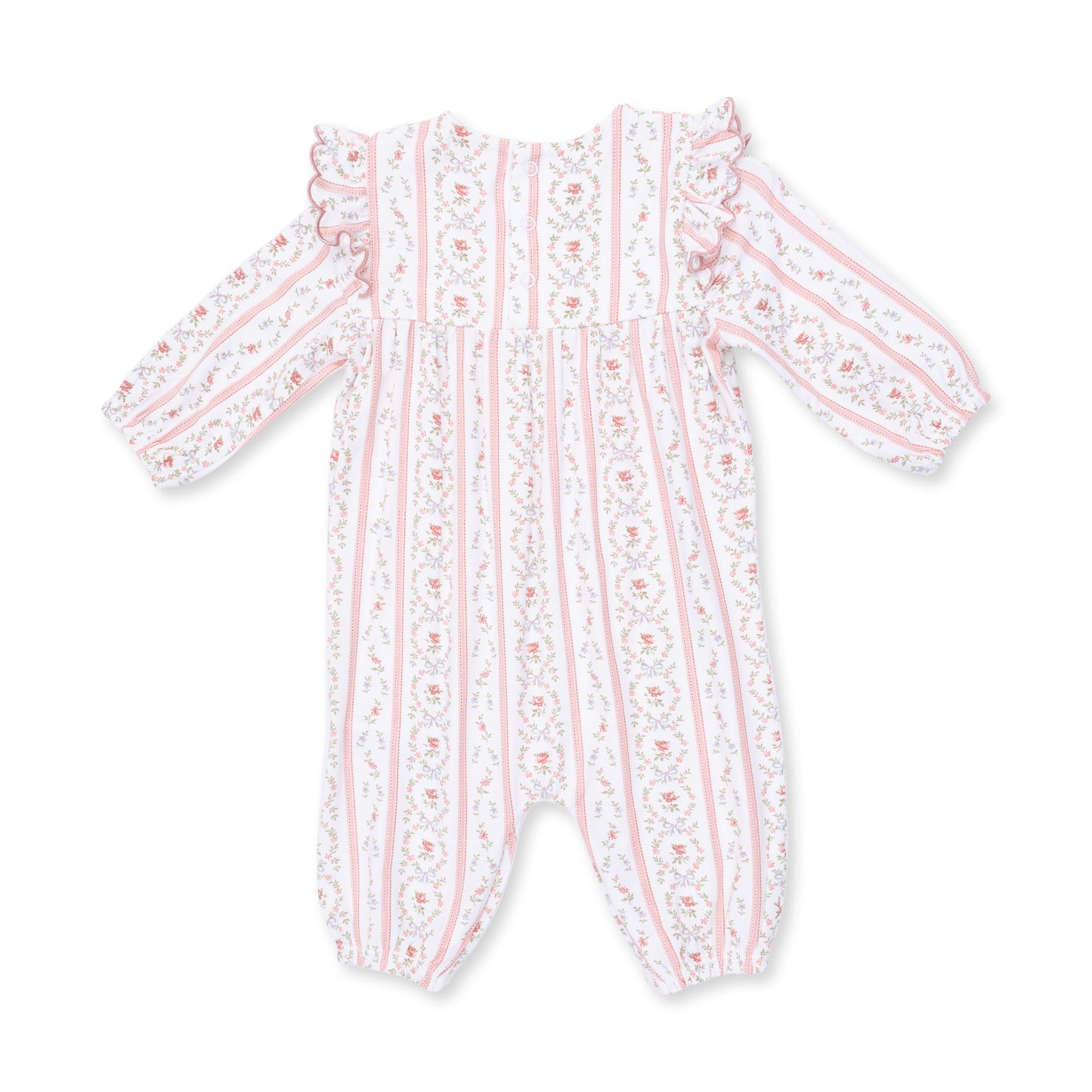 Marnie Rosebud Stripe - Long Sleeve Petal Ruffle Romper