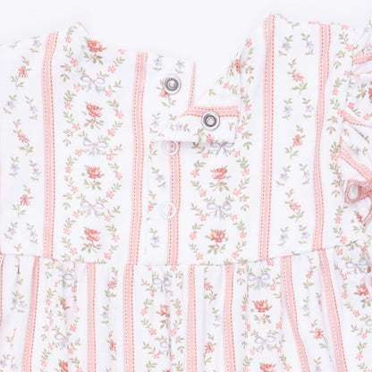 Marnie Rosebud Stripe - Long Sleeve Petal Ruffle Romper