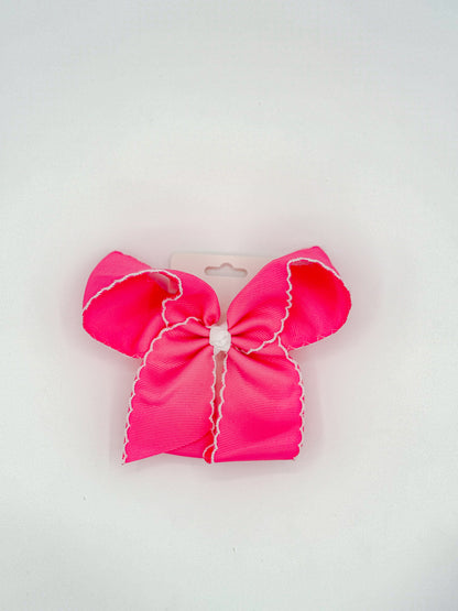 White Lace Trim Hair Bows