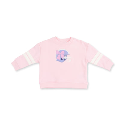 Football Helmets Pink - Drop Sleeve Sweatshirt with Varsity Stripes