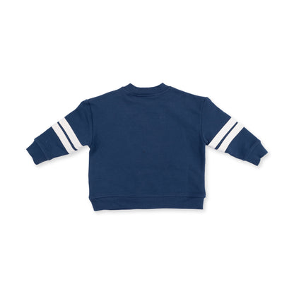 Football Helmets - Drop Sleeve Sweatshirt with Varsity Stripes Blue Helmet