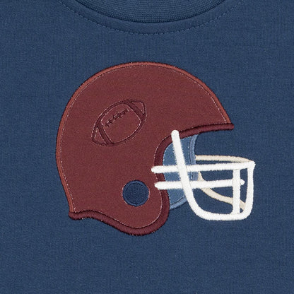 Football Helmets - Drop Sleeve Sweatshirt with Varsity Stripes Maroon Helmet