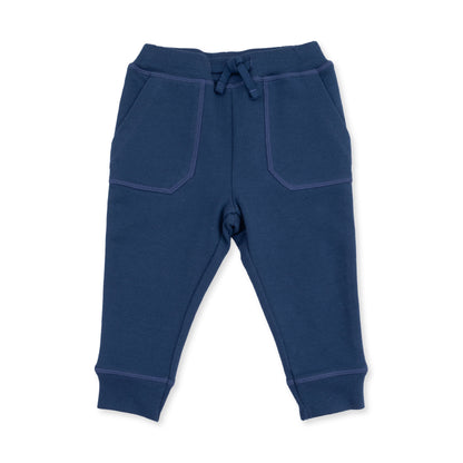 Solid Insignia Blue - Jogger Pant with Varsity Stripes