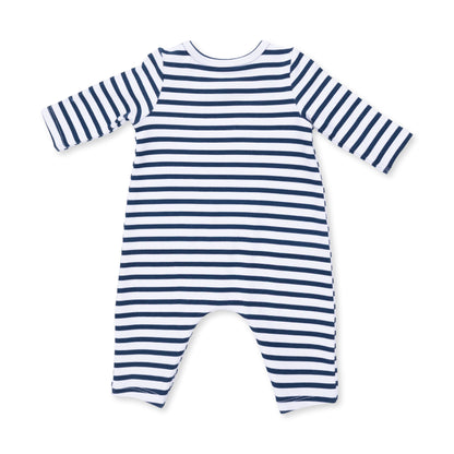 Football Navy - Long Sleeve Snap Shoulder Romper