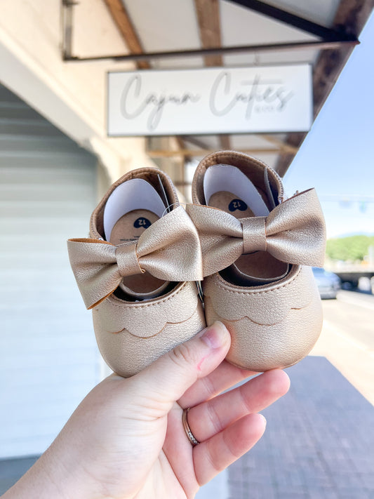 Gold Bow Shoes - Cajun Cuties & Co