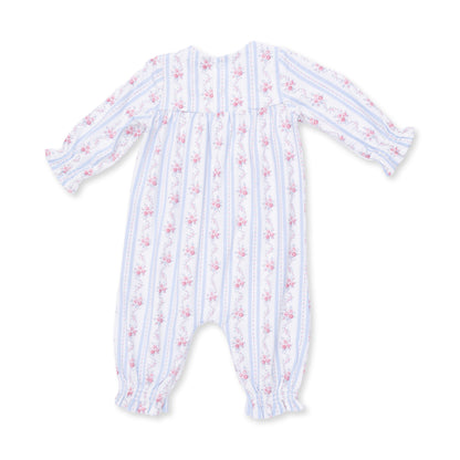 Anna Floral Stripe - Smocked Long Sleeve Romper