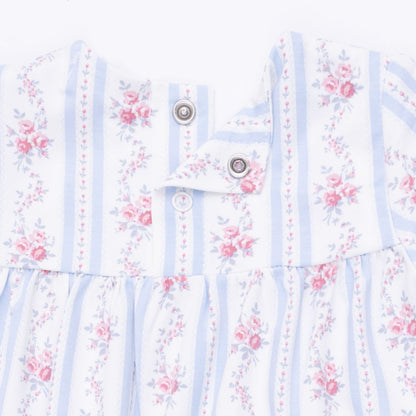 Anna Floral Stripe - Smocked Long Sleeve Romper