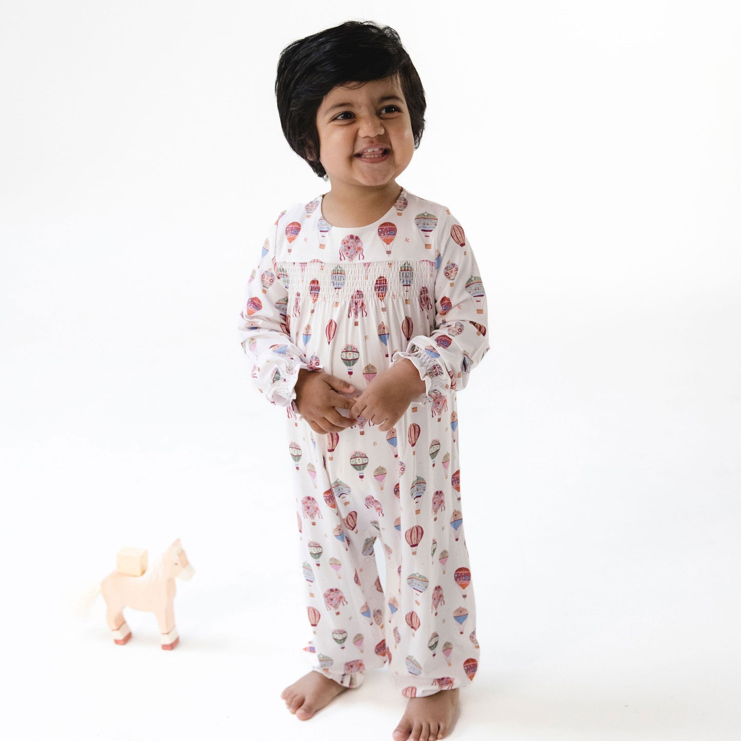 Hot Air Balloon - Smocked Long Sleeve Romper