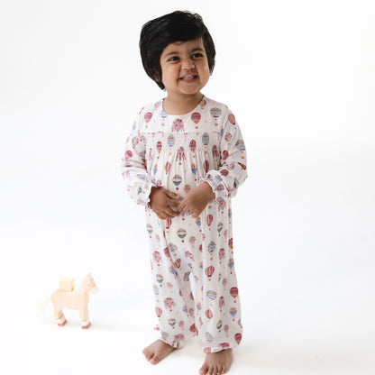 Hot Air Balloon - Smocked Long Sleeve Romper