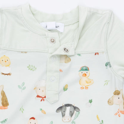 Baby Farm Faces - Romper with Contrast Sleeves