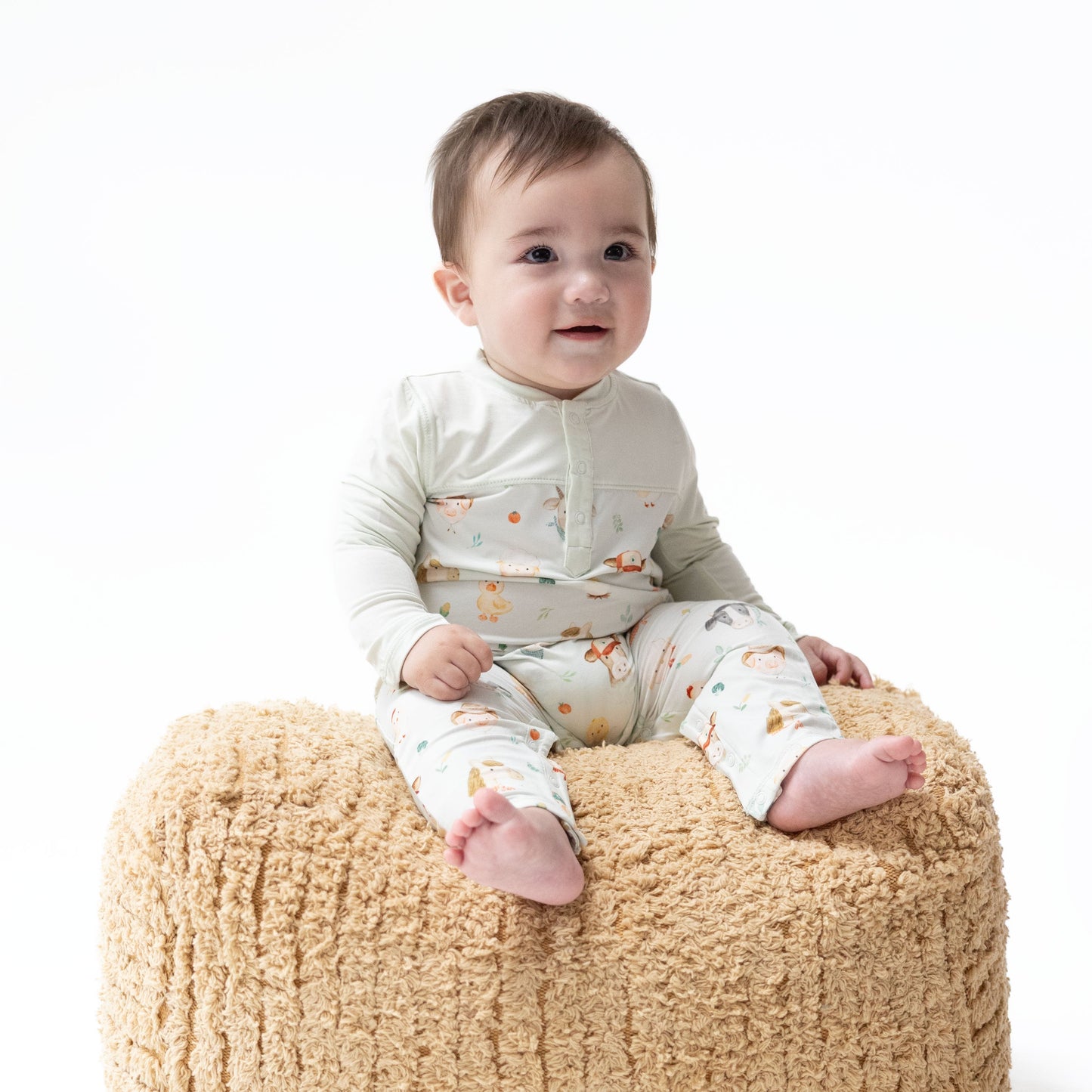 Baby Farm Faces - Romper with Contrast Sleeves