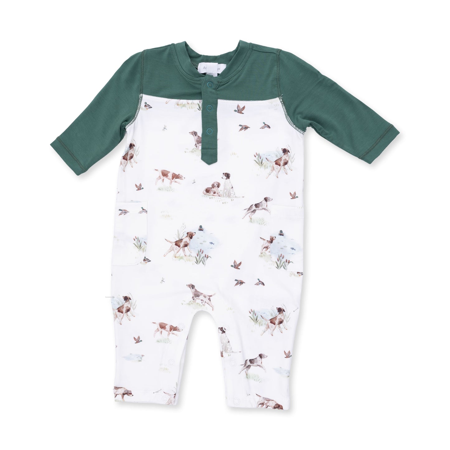 Pointer Pups and Duck Buddies - Romper with Contrast Sleeves