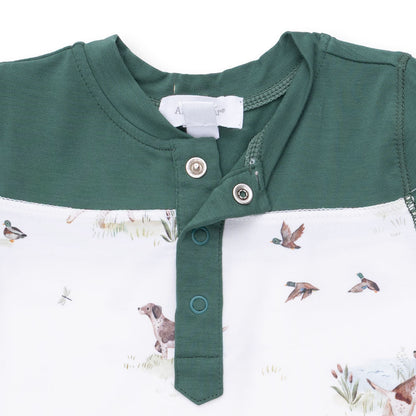 Pointer Pups and Duck Buddies - Romper with Contrast Sleeves