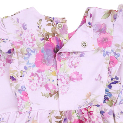 Dahlia Floral - Long Sleeve Ruffle Bodysuit Dress