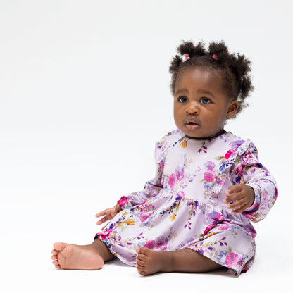 Dahlia Floral - Long Sleeve Ruffle Bodysuit Dress