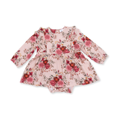 Sabrina Floral - Long Sleeve Ruffle Bodysuit Dress