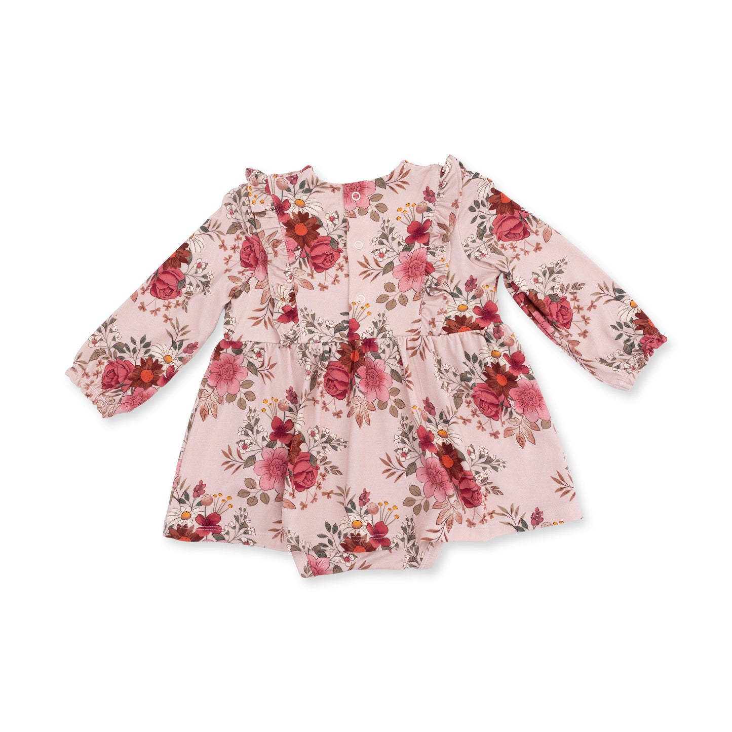 Sabrina Floral - Long Sleeve Ruffle Bodysuit Dress