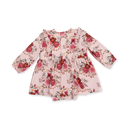 Sabrina Floral - Long Sleeve Ruffle Bodysuit Dress