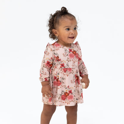Sabrina Floral - Long Sleeve Ruffle Bodysuit Dress