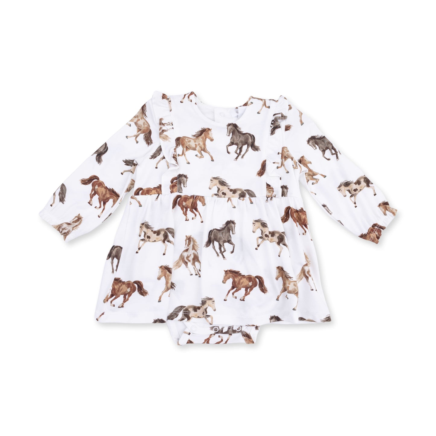 Wild Horses - Long Sleeve Ruffle Bodysuit Dress