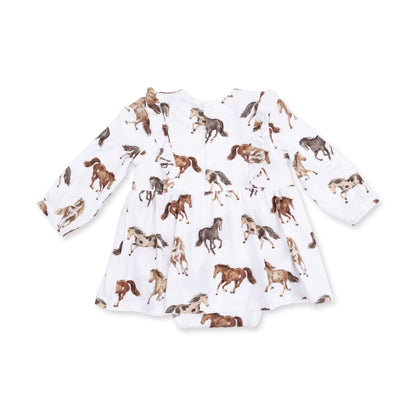 Wild Horses - Long Sleeve Ruffle Bodysuit Dress